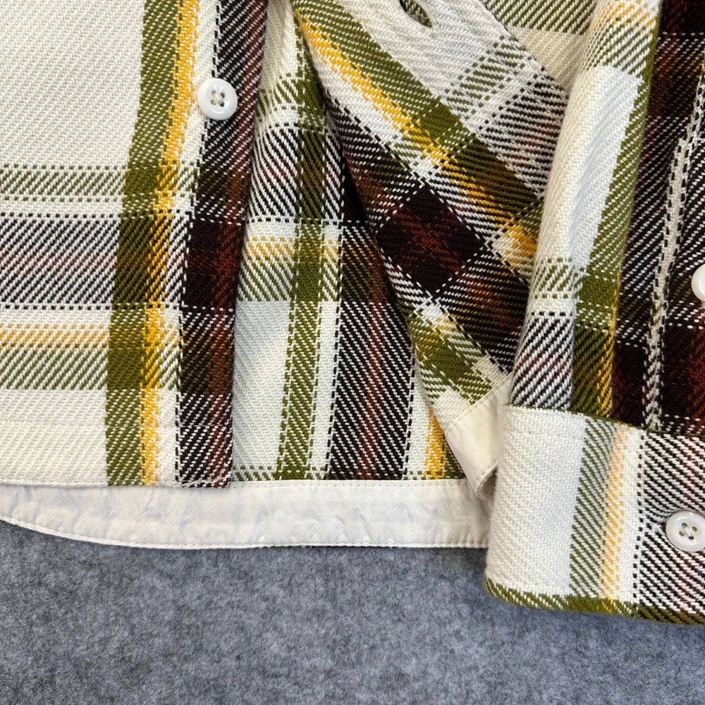 The North Face‎ Valley Twill Flannel Shirt Mens M Olive Yellow White Plaid NWT